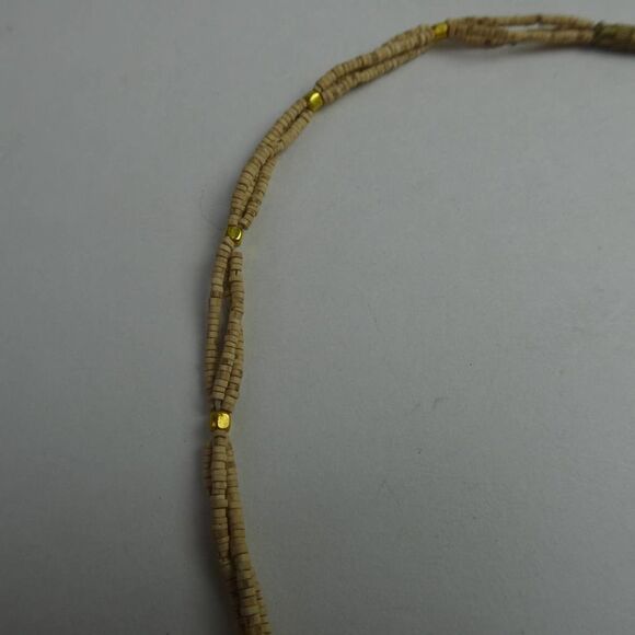 Double Two Multi Strand Beaded Necklace Faux Moonstone Silver Tone Pendant Boho - Picture 6 of 9